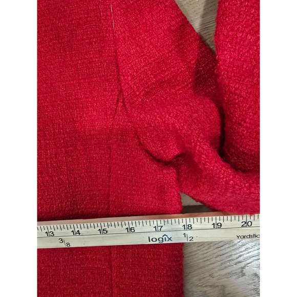 J.Crew Red Tweed Blazer Gold Button Front Career Cropped Jacket Size 4 - Picture 7 of 9